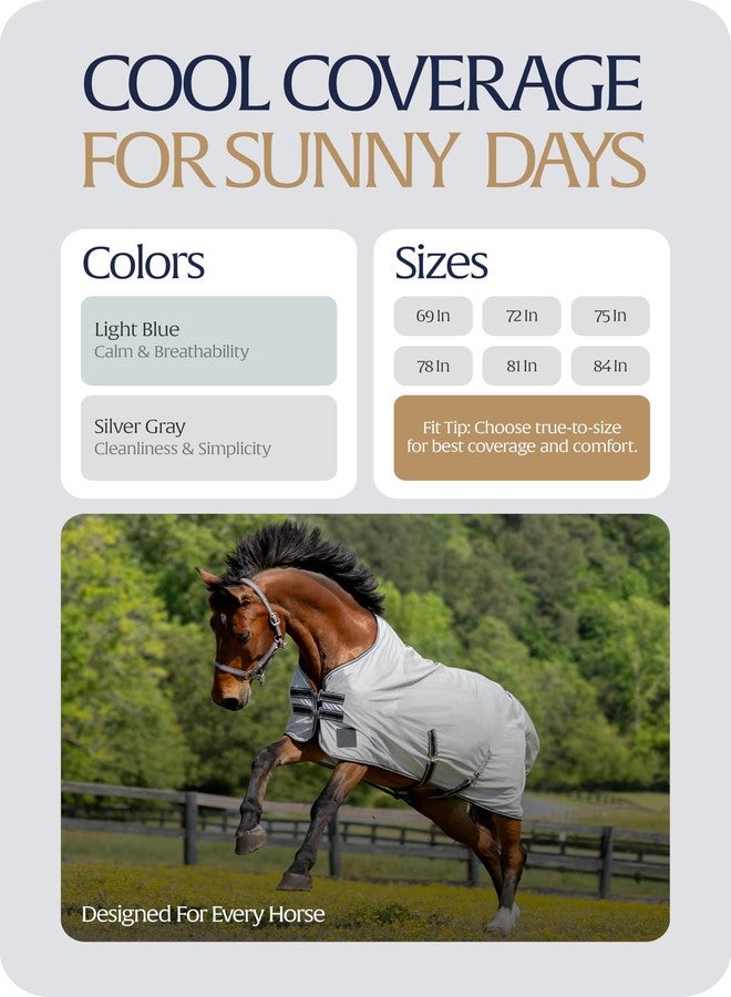 Equinavia Gard Horse Fly Sheet | UV Protection Mesh Fly Sheet for Horses | Lightweight Nylon Turnout Sheet Fly Sheets for Horses - Silver Gray - 84 in - Image 2
